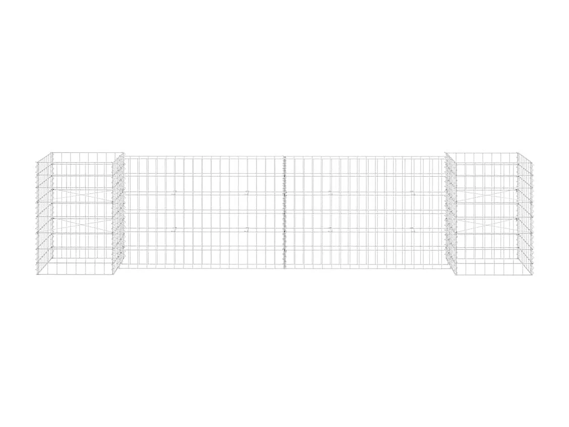 Jardinera de gaviones forma de H alambre de acero 260x40x60 cm