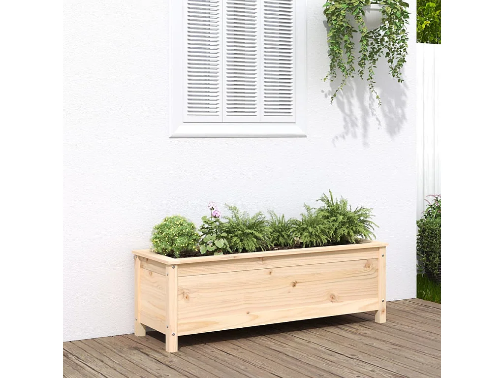 Arriate elevado de jardín madera maciza de pino 119,5x40x39 cm