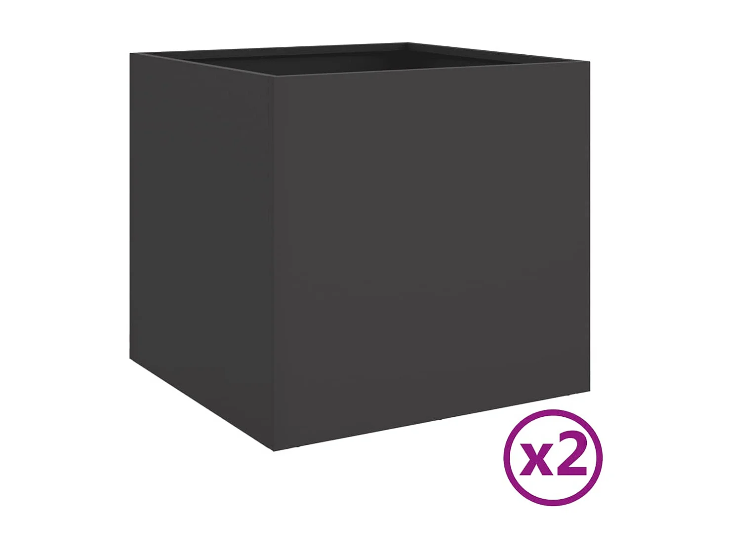 Jardineras 2 unidades acero laminado en frío negro 49x47x46 cm