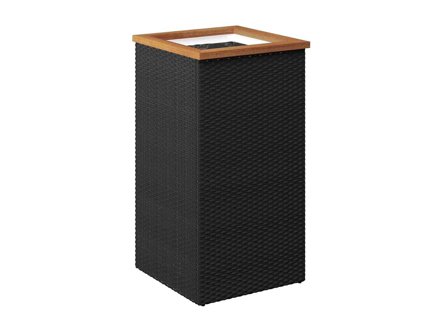 Jardinière noir 40x40x80 cm résine tressée