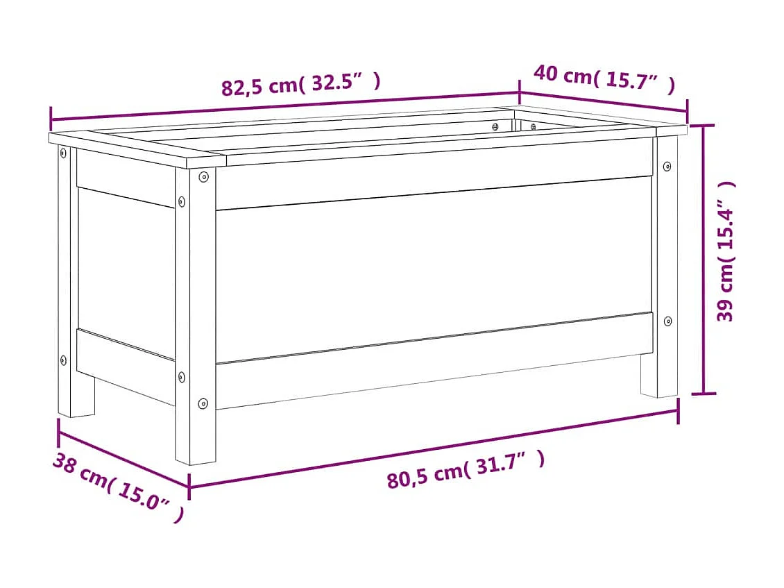 Jardinera madera maciza de pino 82,5x40x39 cm
