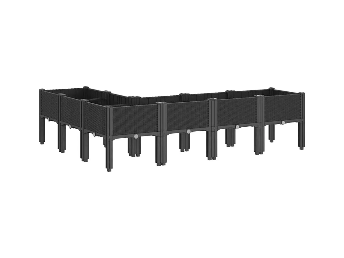 Jardinière avec pieds noir 160x120x42 cm PP