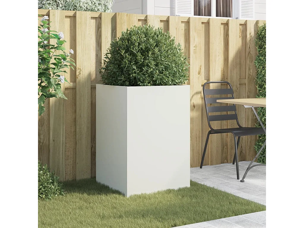 Jardinière blanc 52x48x75 cm acier laminé à froid