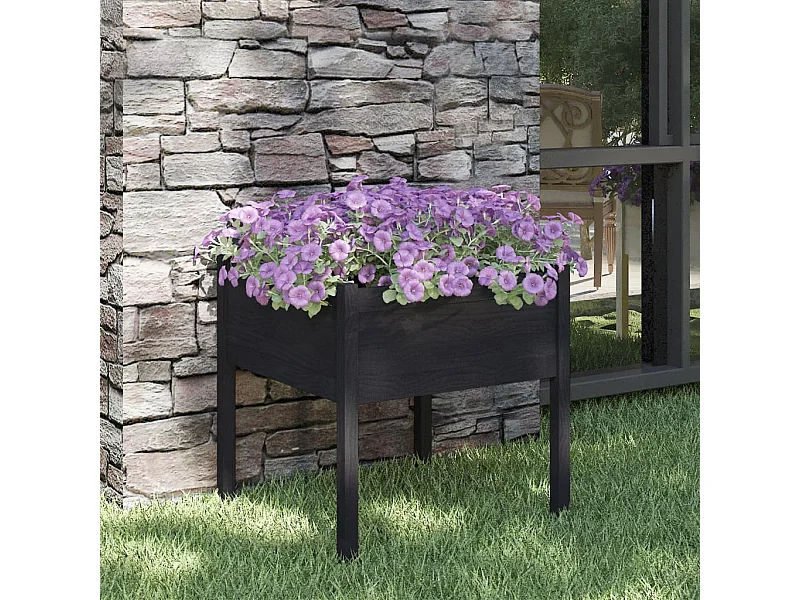 Jardinera de madera maciza de pino negro 70x70x70 cm