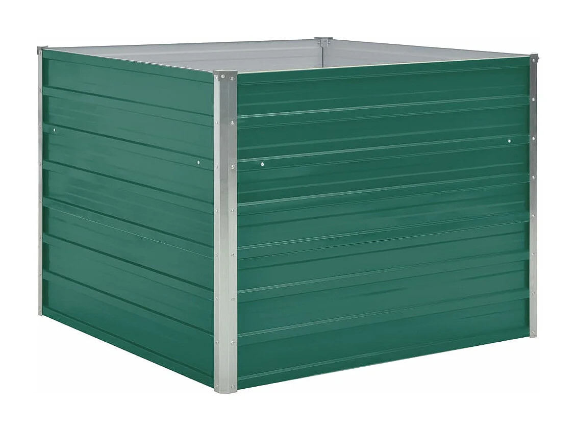 Jardinera elevada de acero galvanizado verde 100x100x77 cm