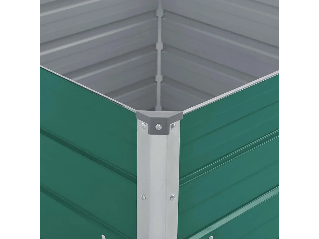 Jardinera elevada de acero galvanizado verde 100x100x77 cm