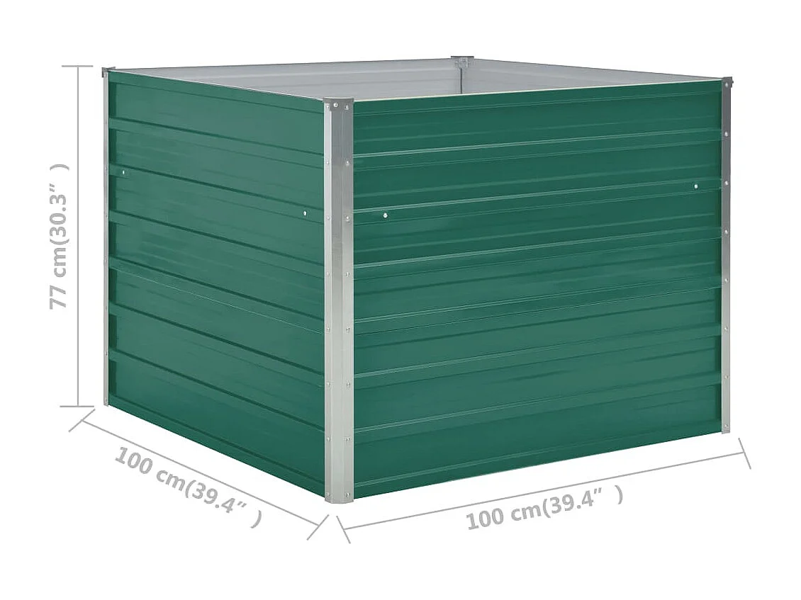 Canteiro jardim elevado 100x100x77cm aço galvanizado verde