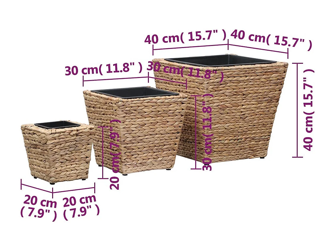 Conjunto de arriates 3 piezas jacinto de agua