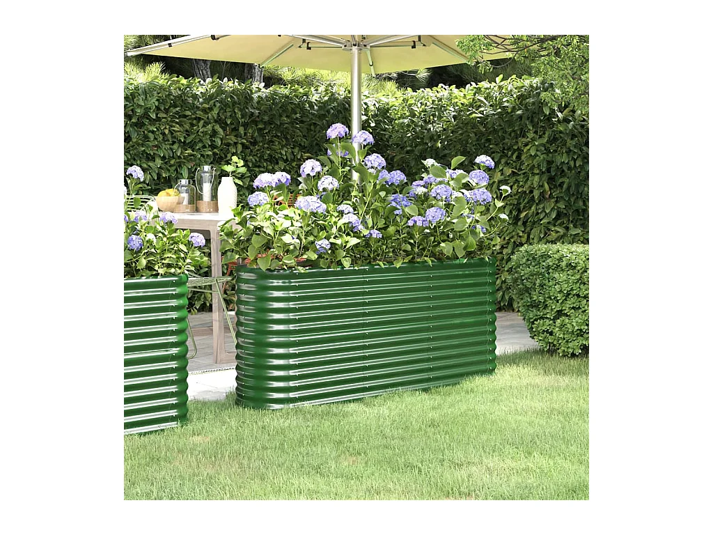 Lit surélevé de jardin Acier enduit de poudre 152x40x68 cm Vert
