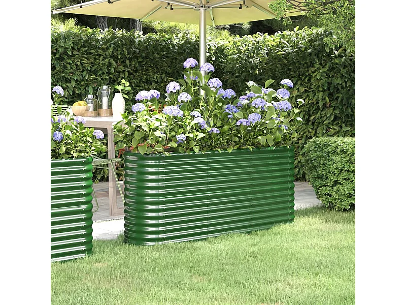 Jardinera arriate acero recubrimiento polvo verde 152x40x68 cm