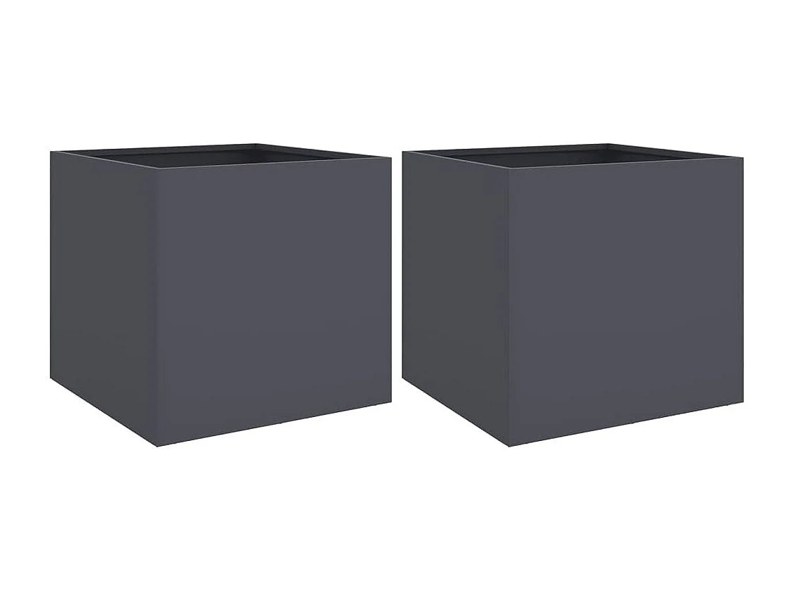 Jardinières 2 pièces anthracite 42x40x39 cm acier laminé à froid