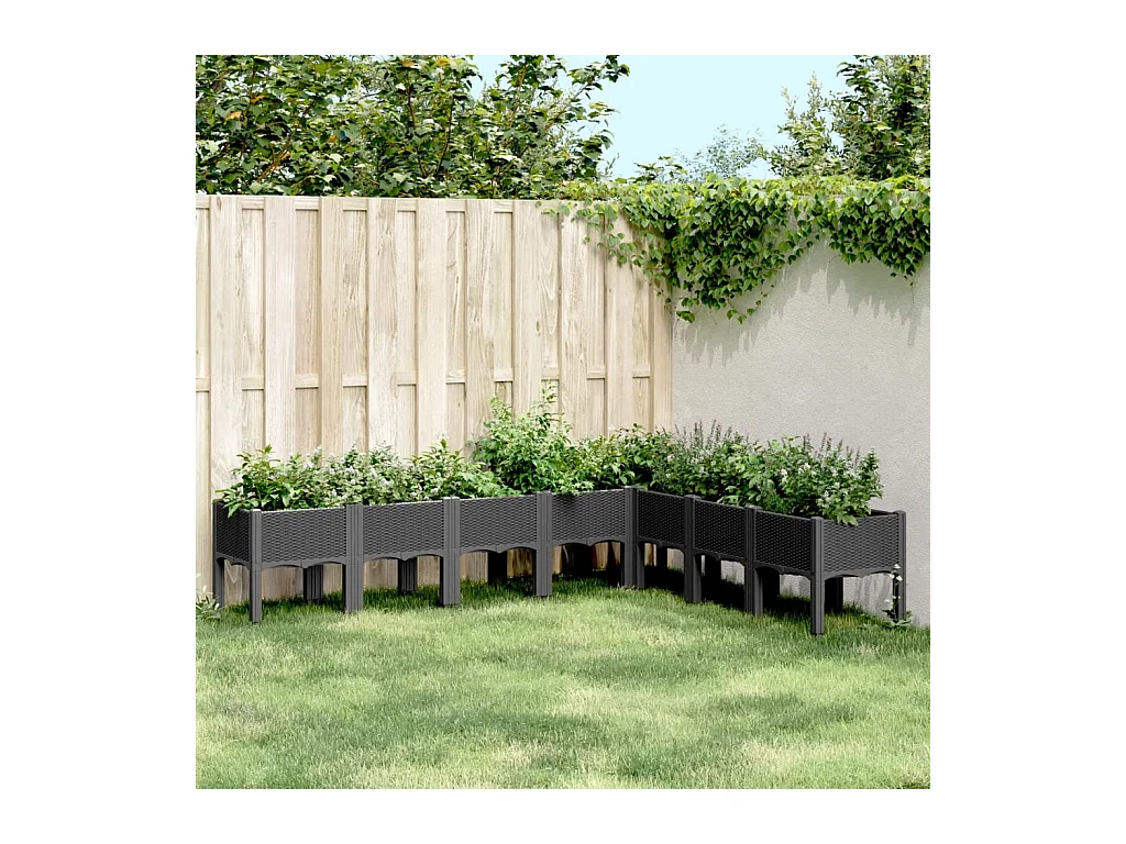 Jardinière avec pieds noir 200x160x42 cm PP