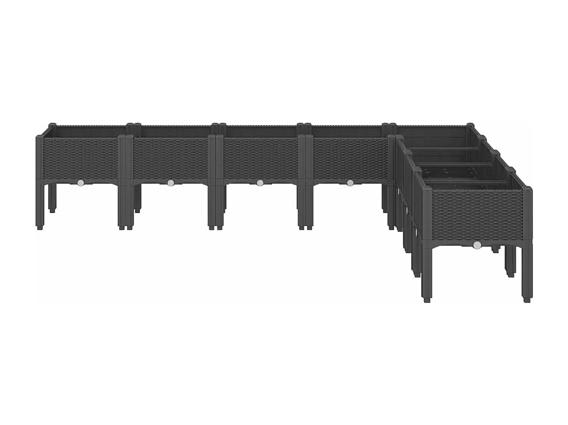 Jardinière avec pieds noir 200x160x42 cm PP