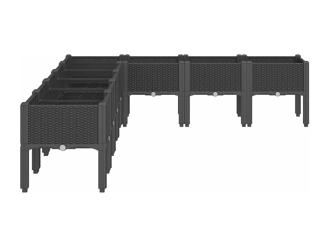 Jardinière avec pieds noir 200x160x42 cm PP