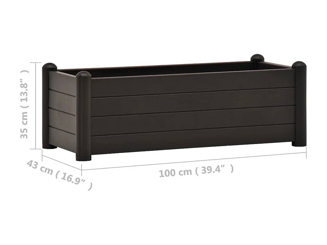 Arriate elevado de jardín PP gris antracita 100x43x35 cm