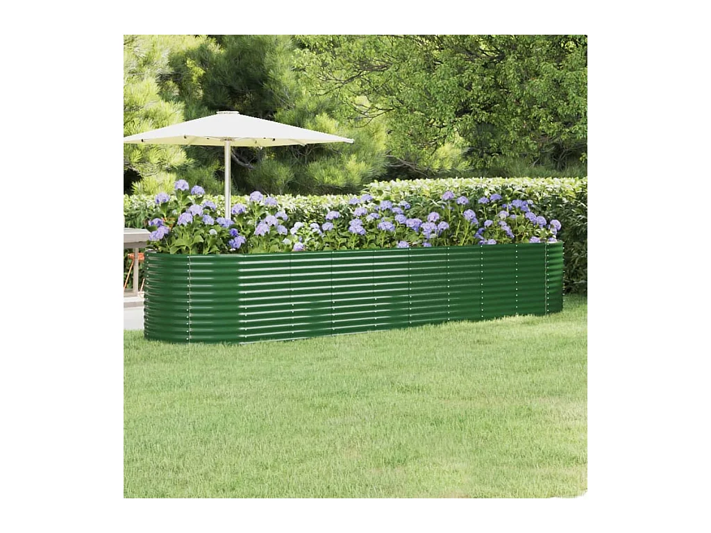 Lit surélevé de jardin Acier enduit de poudre 396x100x68cm Vert
