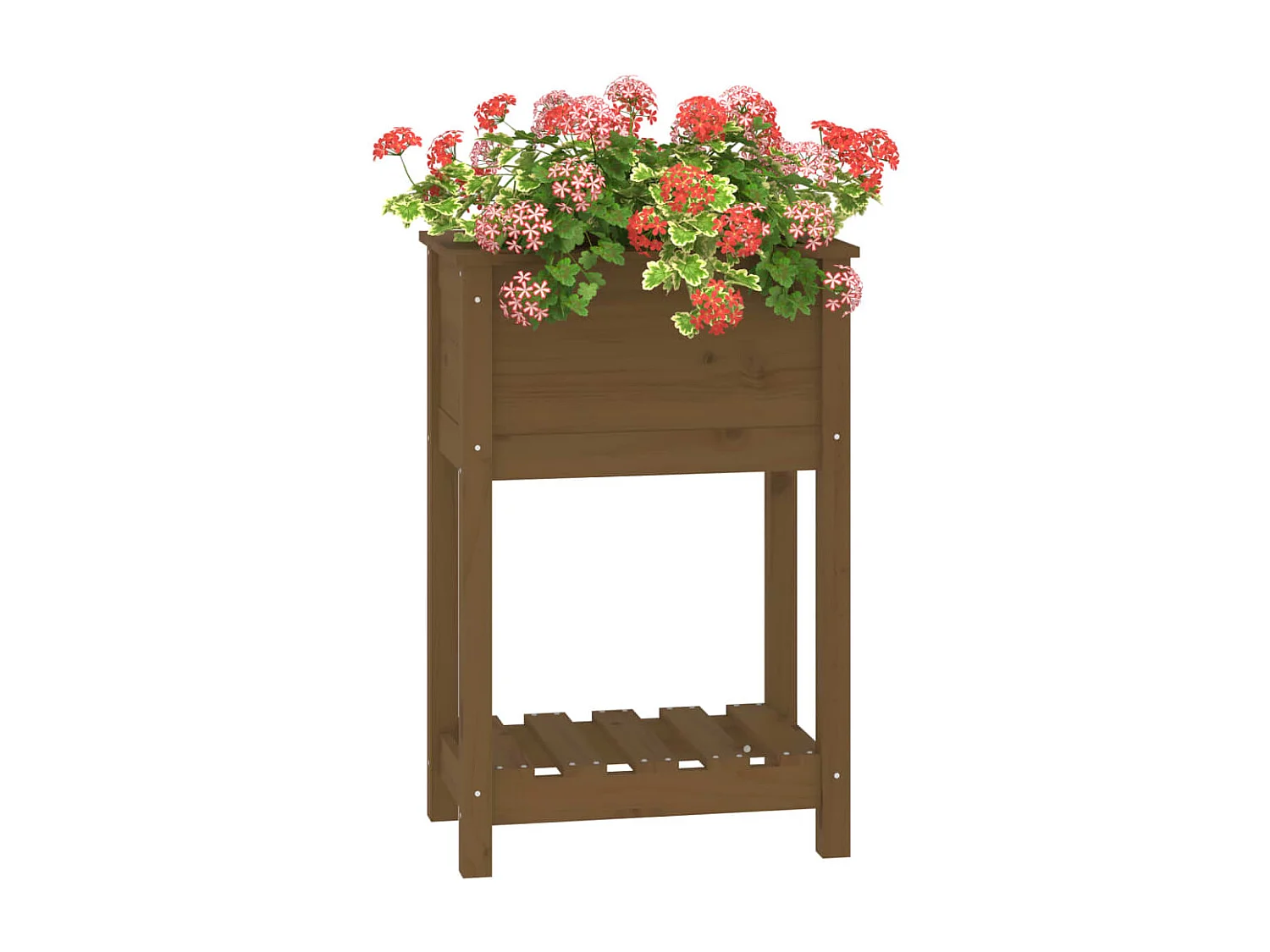 Jardinière avec étagère Marron miel 54x34,5x81 cm Bois de pin