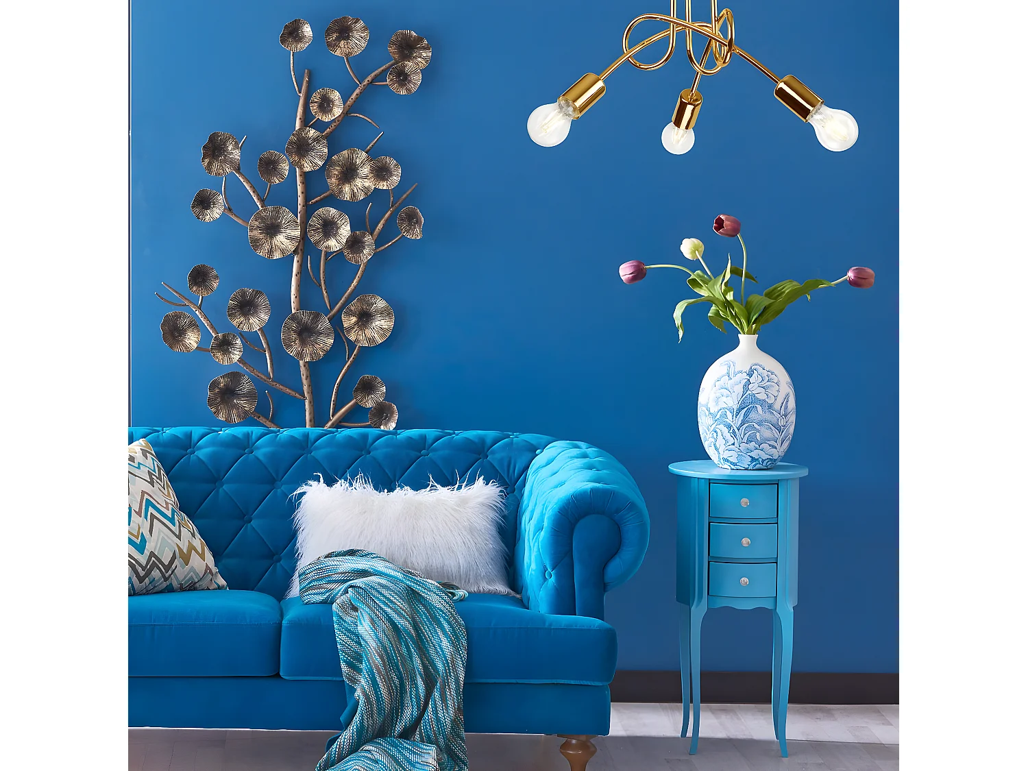 Hanglamp Camilla, Goud, 36x36x30 cm, Seven Design