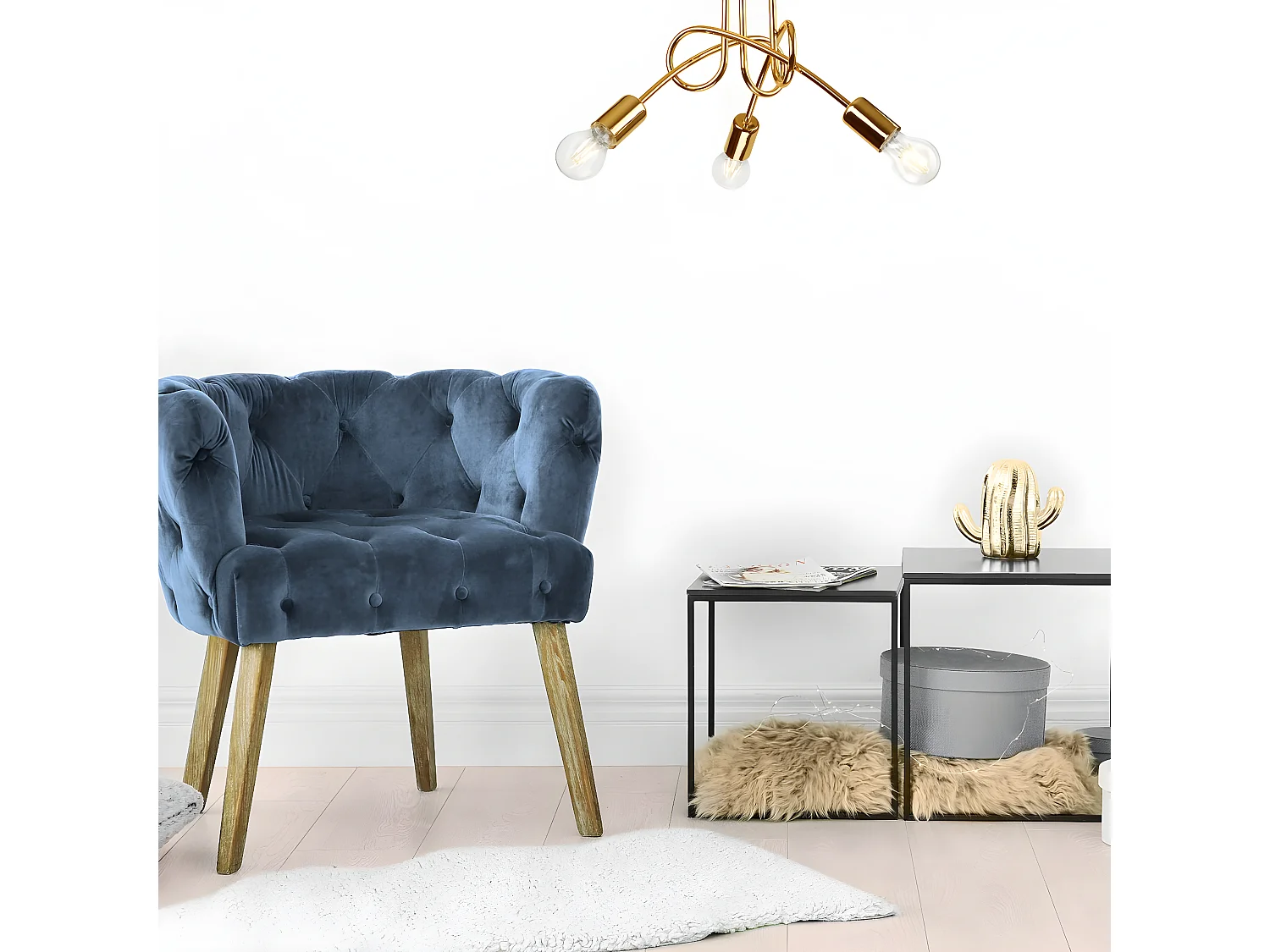 Hanglamp Camilla, Goud, 36x36x30 cm, Seven Design