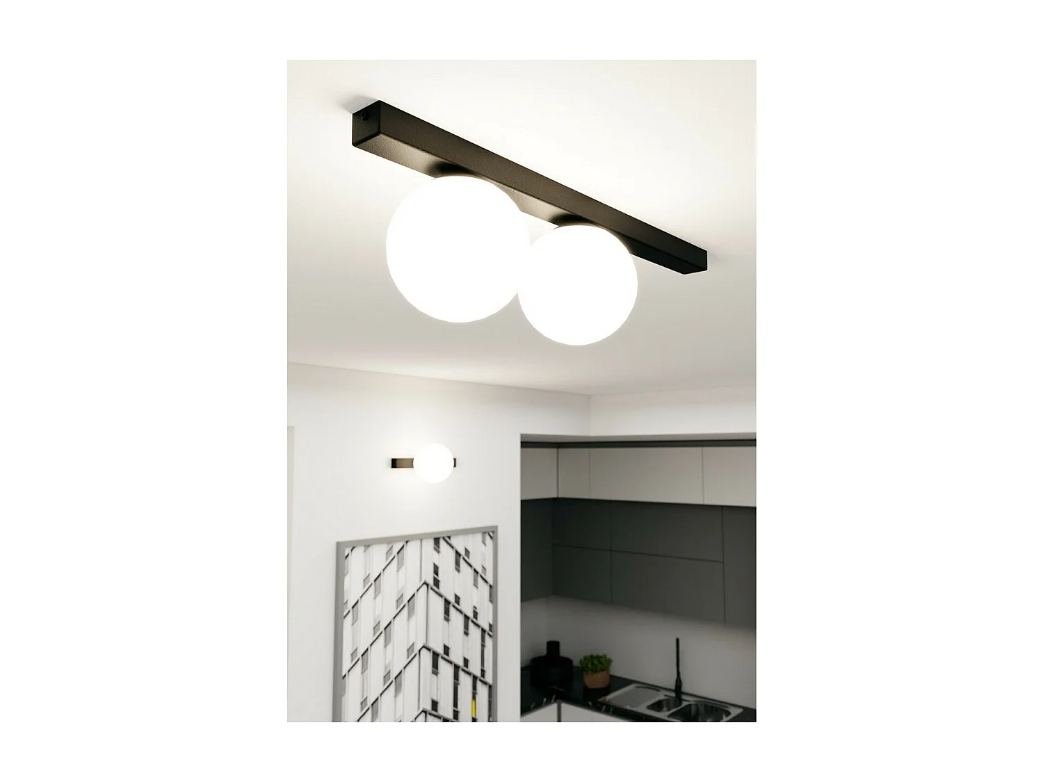 Lampada a Soffitto Fit 1, Nero, 60x17x14 cm, Seven Design