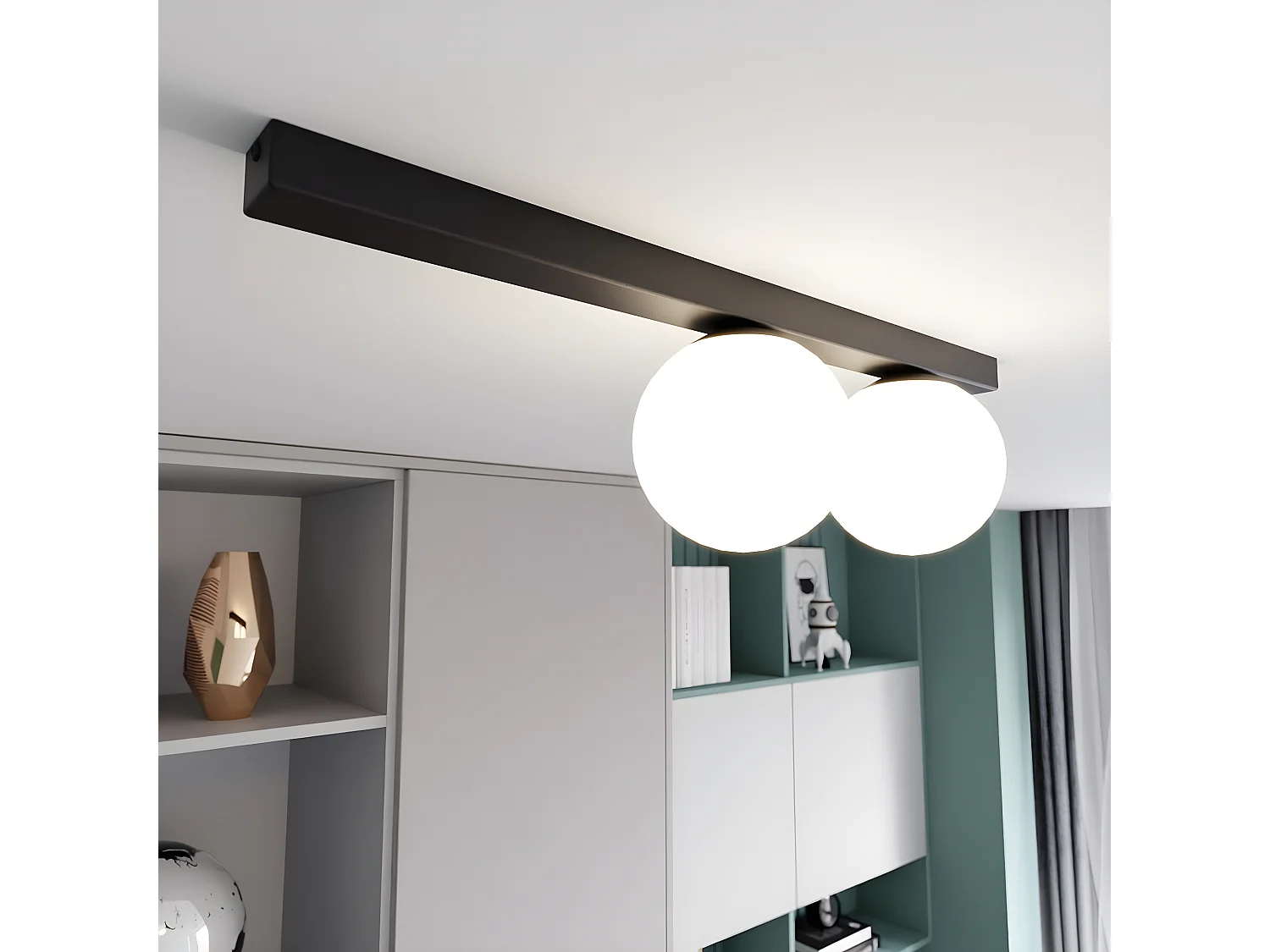 Lampada a Soffitto Fit 1, Nero, 60x17x14 cm, Seven Design