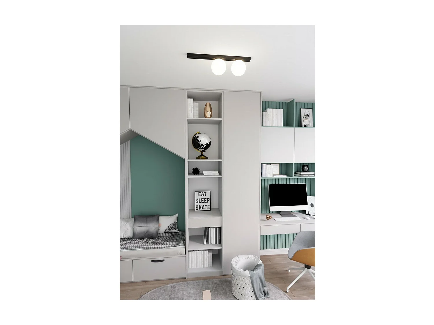 Lampada a Soffitto Fit 1, Nero, 60x17x14 cm, Seven Design