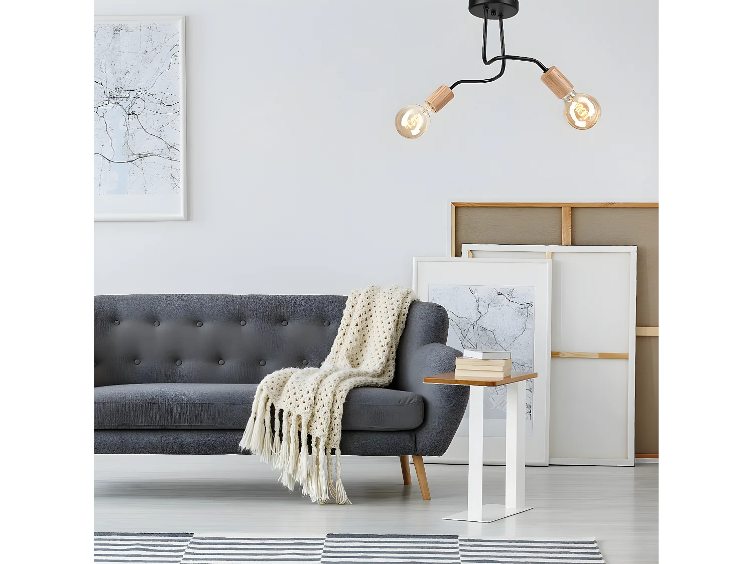 Plafondlamp Conor, Bruin, 26x45x45 cm, EPIKASA