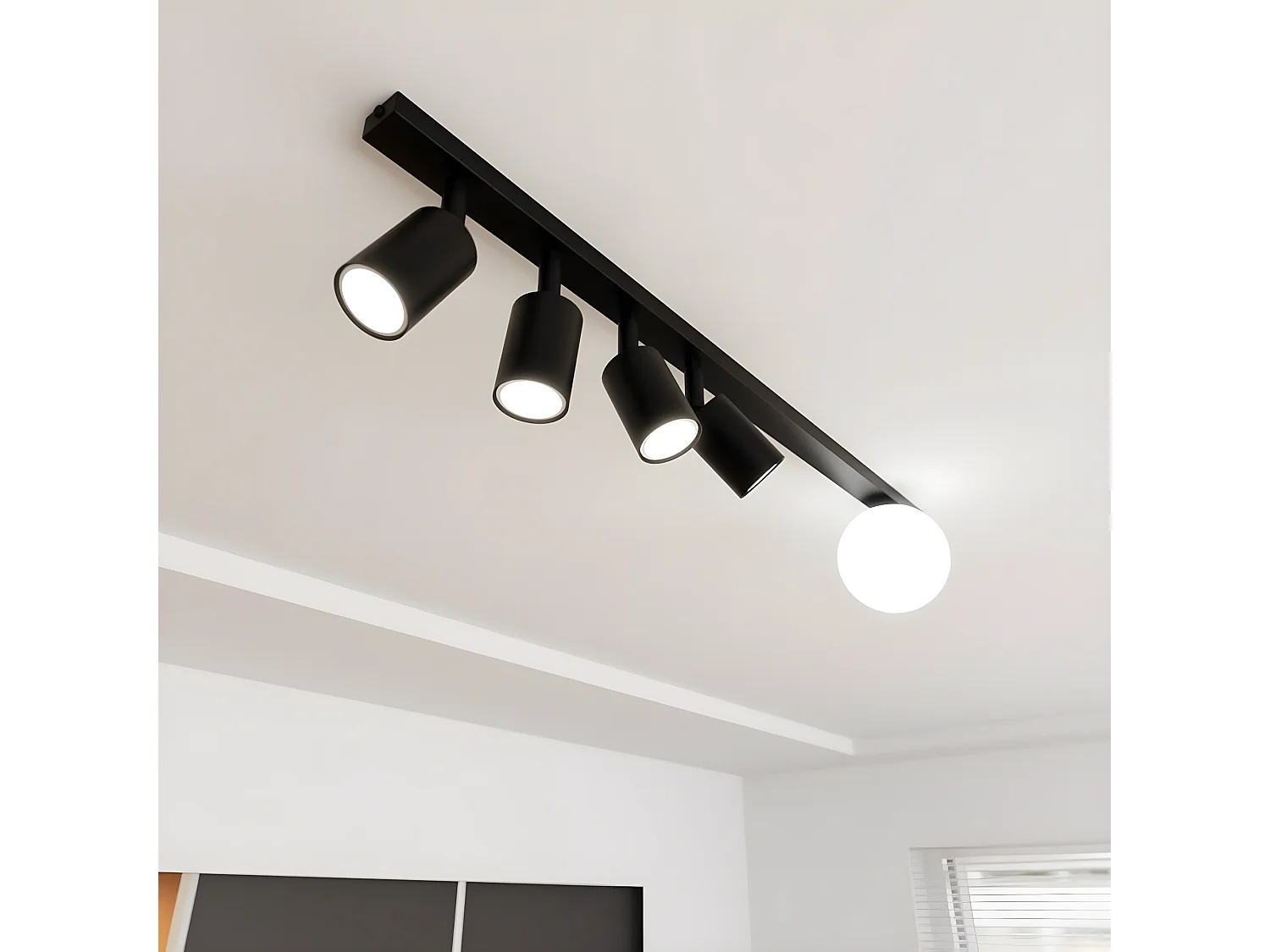 Candeeiro de Teto Baster, Preto, 90x17x14 cm, Seven Design