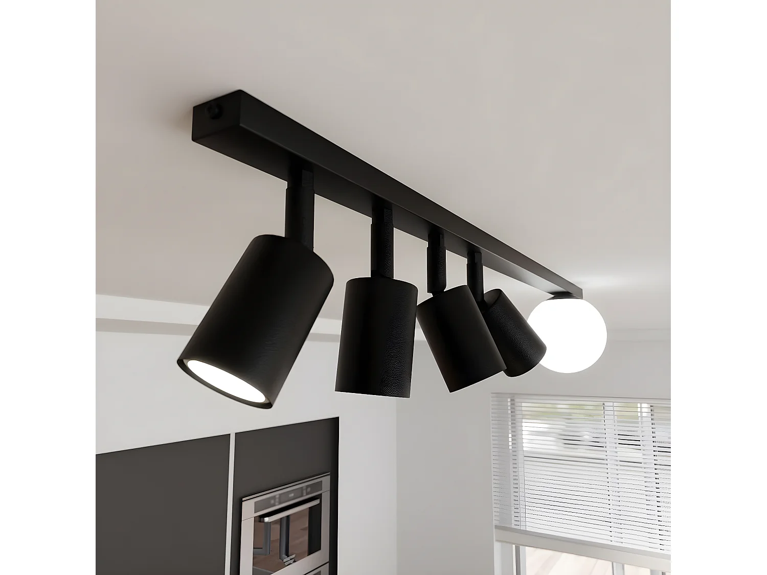 Candeeiro de Teto Baster, Preto, 90x17x14 cm, Seven Design