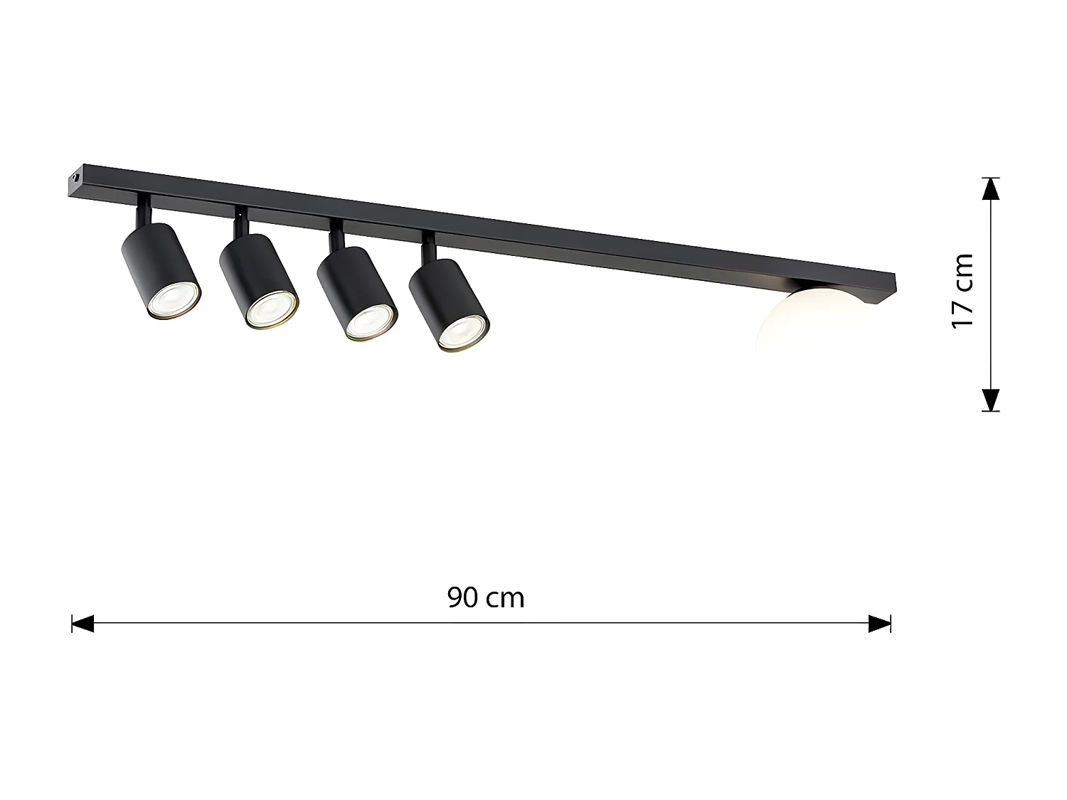 Candeeiro de Teto Baster, Preto, 90x17x14 cm, Seven Design