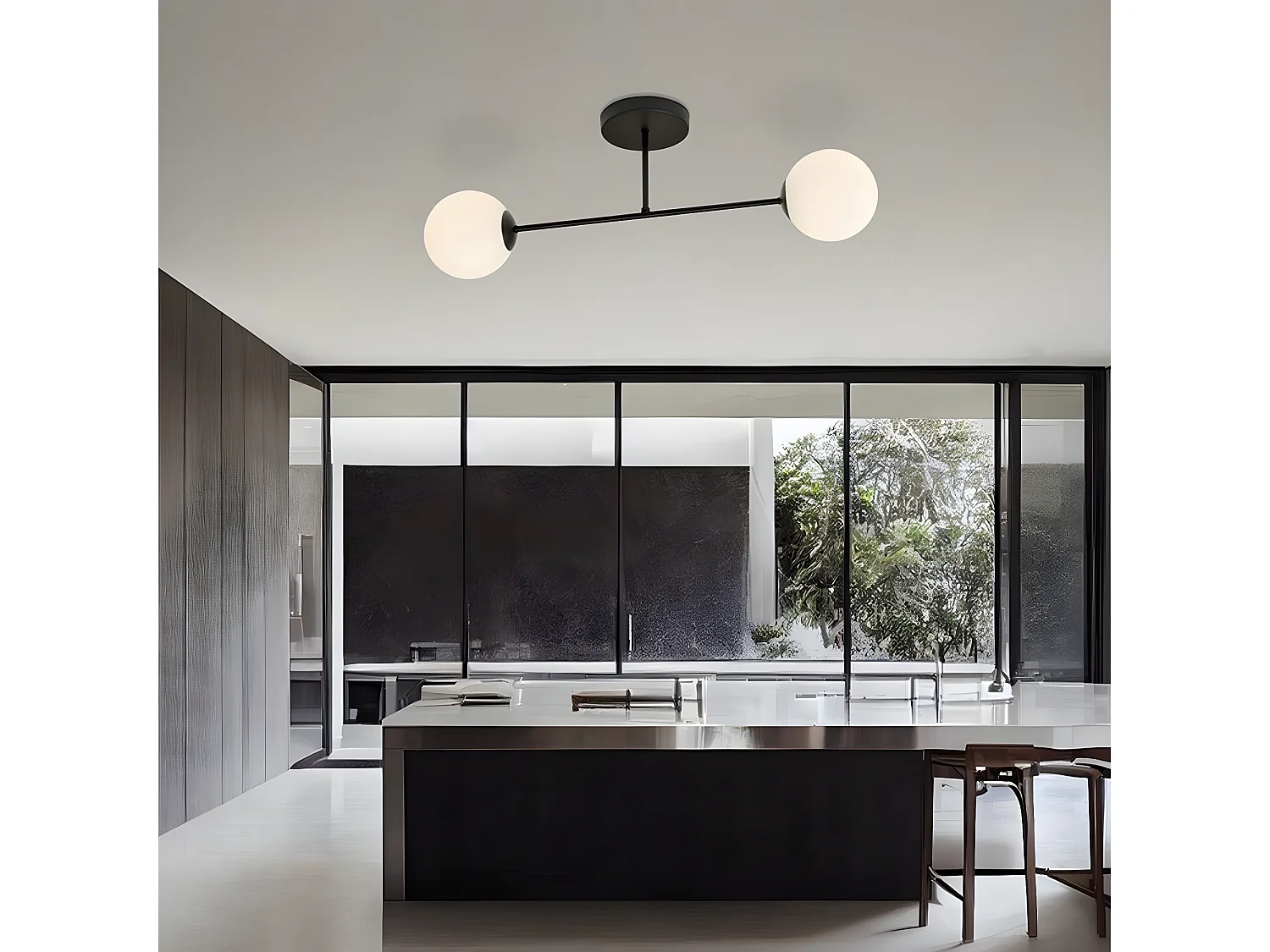 Candeeiro de Teto Baster, Preto, 90x17x14 cm, Seven Design