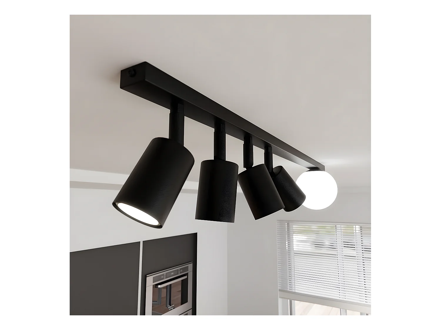 Plafonnier Baster, Noir, 90x17x14 cm, EPIKASA