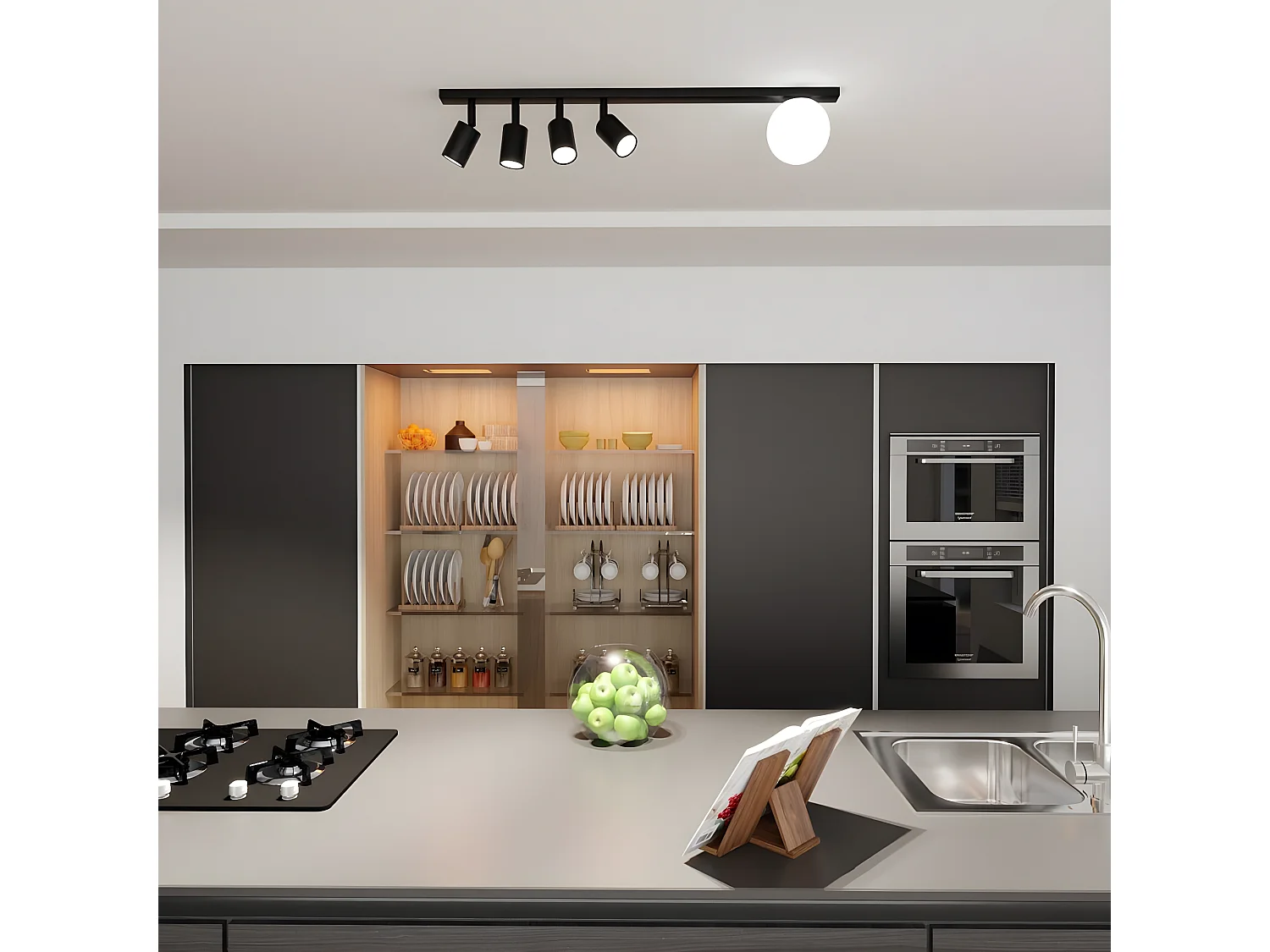 Candeeiro de Teto Baster, Preto, 90x17x14 cm, Seven Design