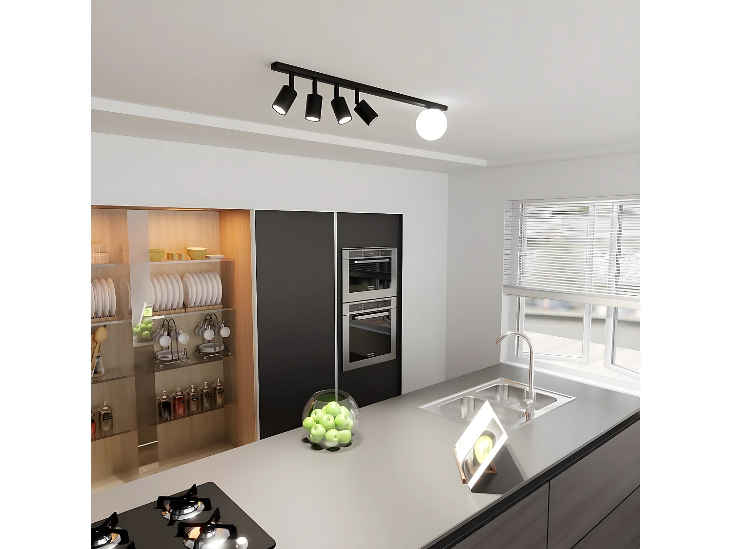 Candeeiro de Teto Baster, Preto, 90x17x14 cm, Seven Design