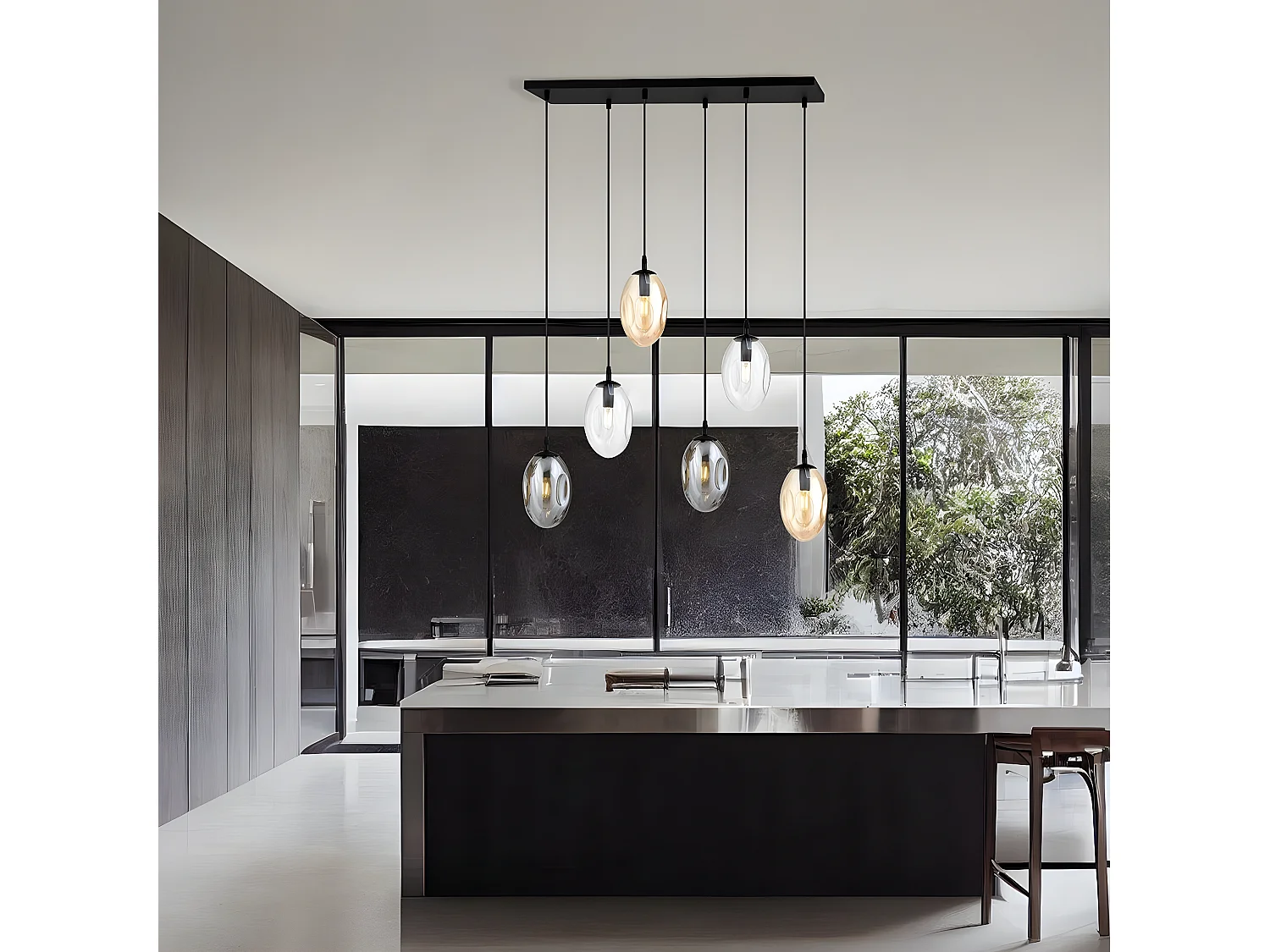 Hanglamp Astral 10, Zwart, 70x100x22 cm, Seven Design