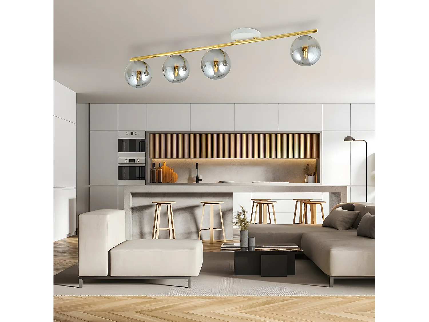 Candeeiro de Teto Monza, Ouro, 100x20x14 cm, EPIKASA