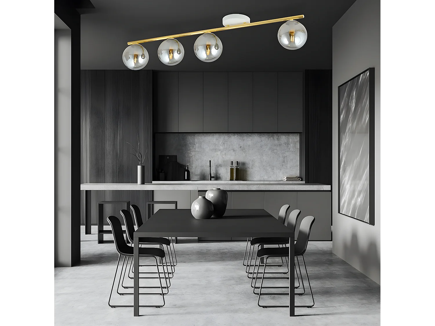 Candeeiro de Teto Monza, Ouro, 100x20x14 cm, EPIKASA