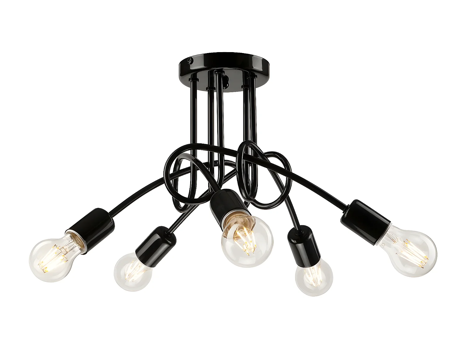 Lampada a Sospensione Camilla, Nero, 46x46x30 cm, Seven Design