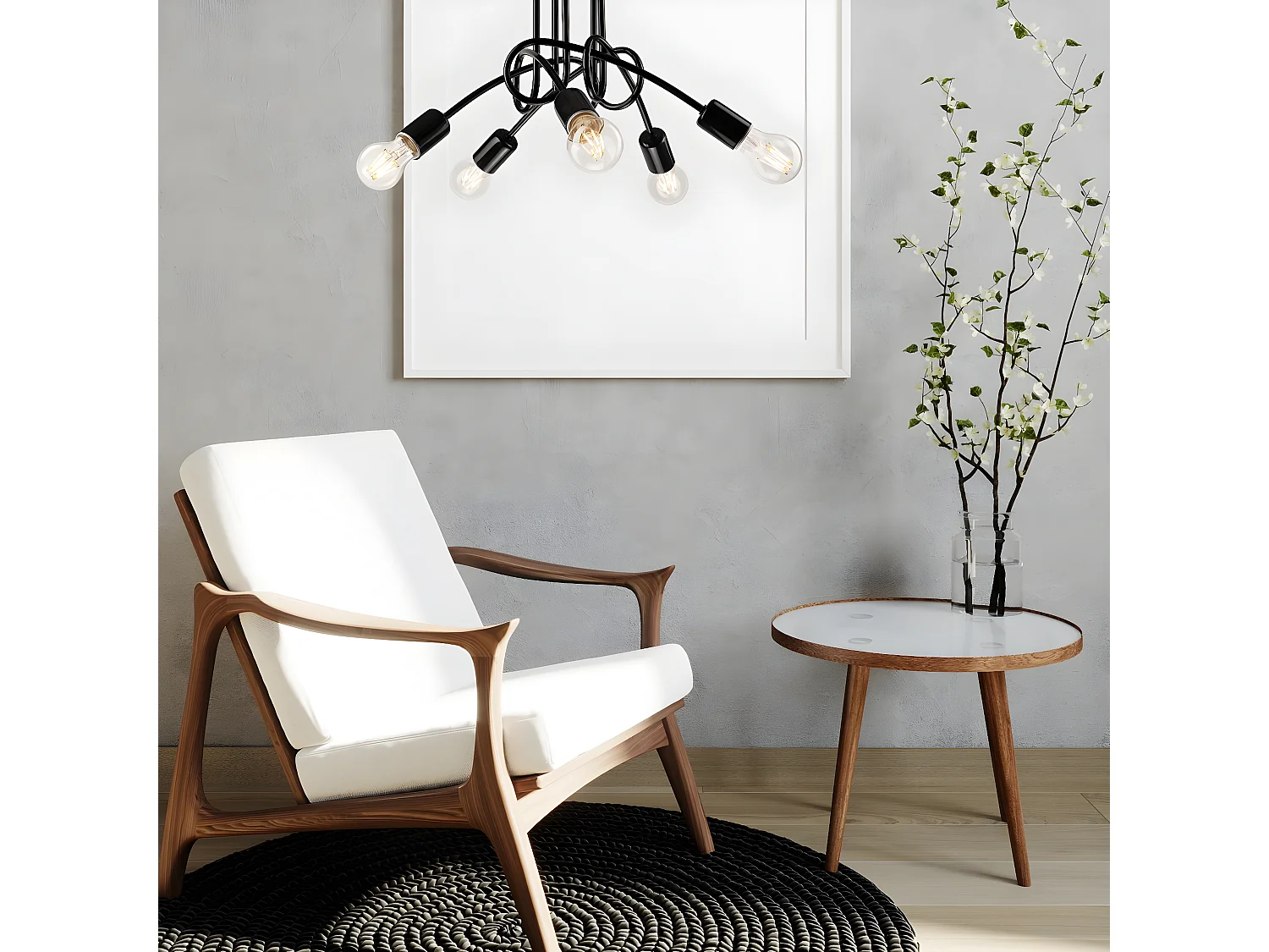 Lampada a Sospensione Camilla, Nero, 46x46x30 cm, Seven Design