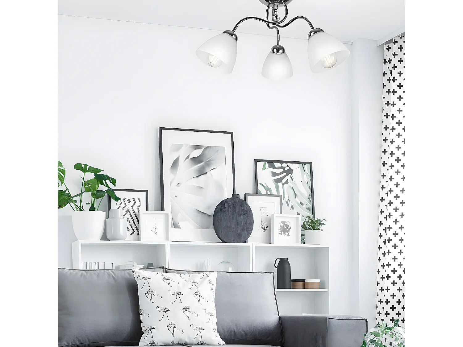 Candeeiro de Teto Miranda, Prata, 60x60x31 cm, Seven Design