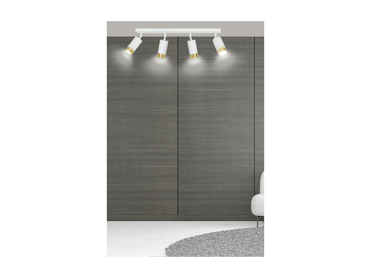 Plafonnier Hiro, Blanc, 60x19x6 cm, EPIKASA