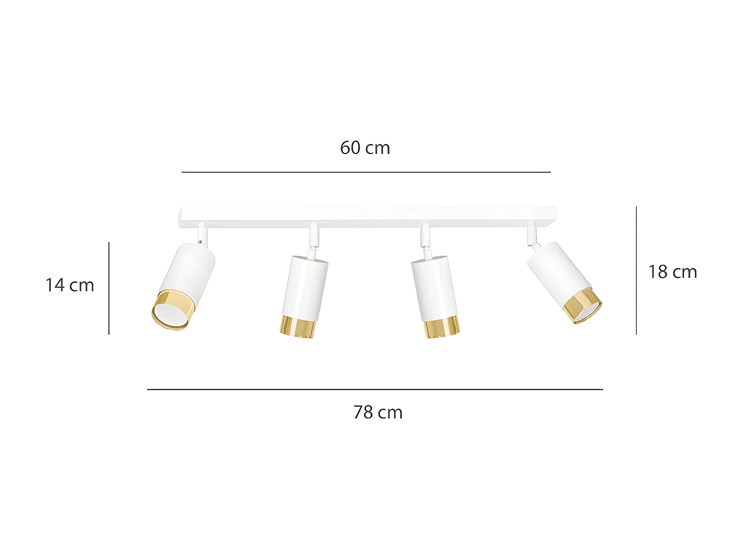 Plafonnier Hiro, Blanc, 60x19x6 cm, EPIKASA