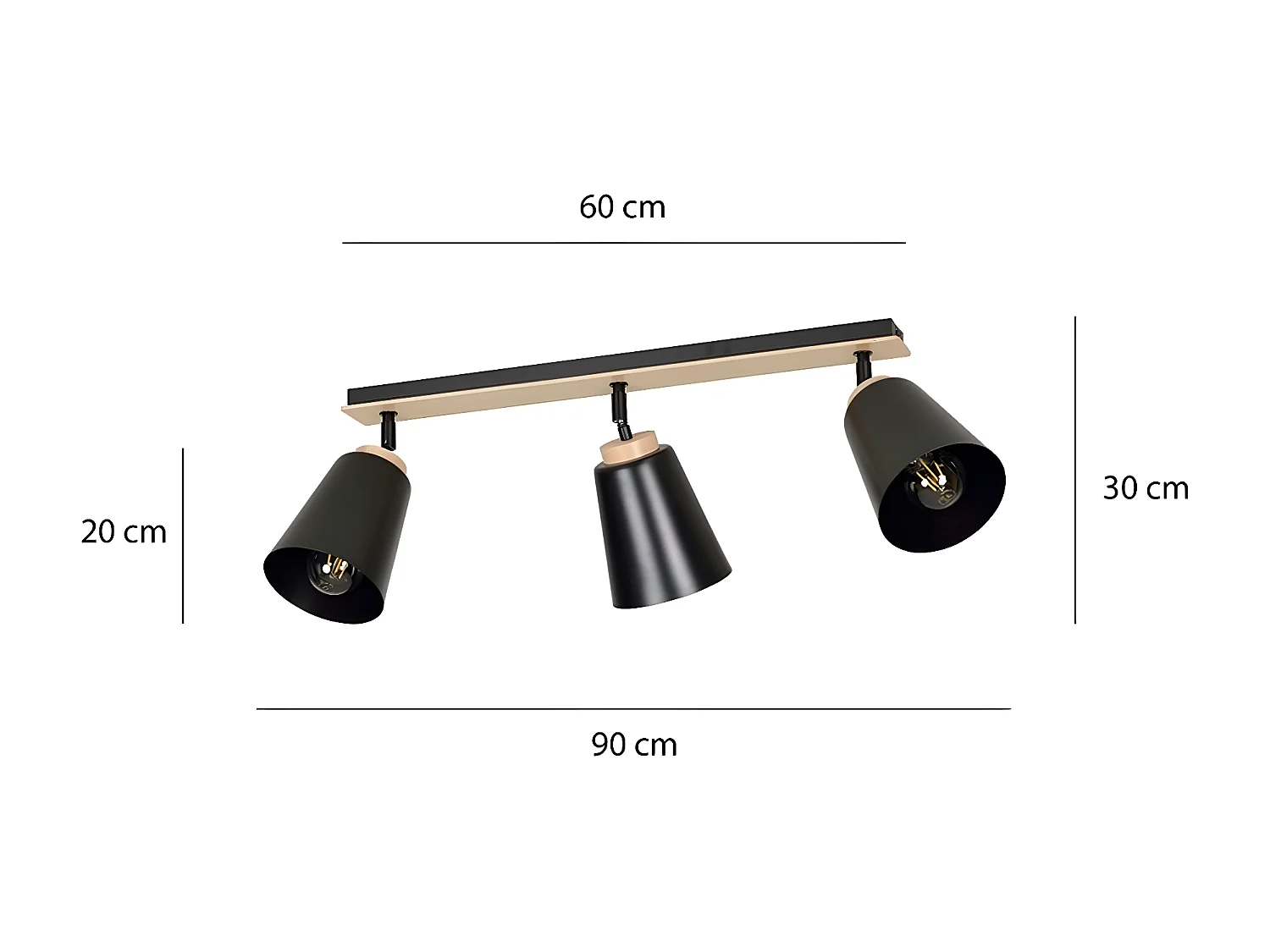 Lampa Sufitowa Atlas, Czarny, 90x30x15 cm, Seven Design