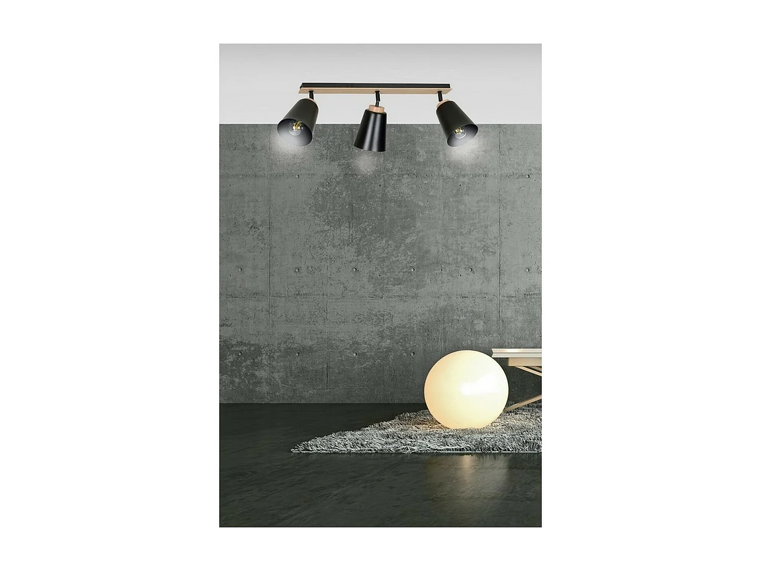 Lampa Sufitowa Atlas, Czarny, 90x30x15 cm, Seven Design