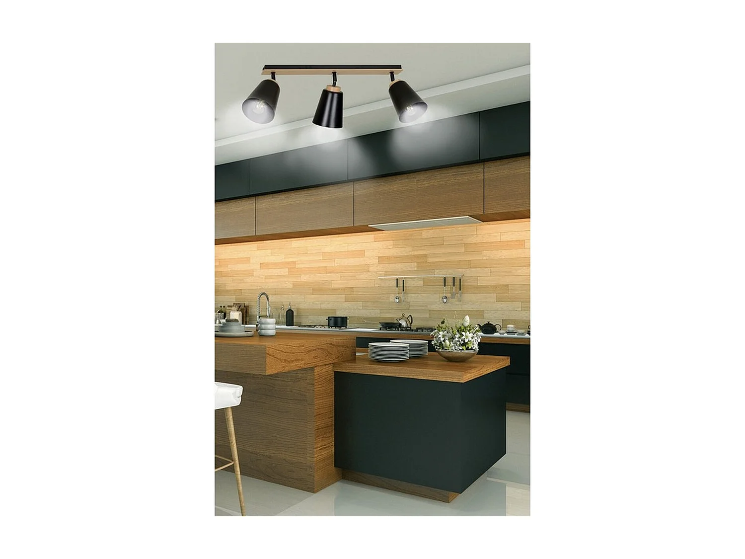 Lampa Sufitowa Atlas, Czarny, 90x30x15 cm, Seven Design