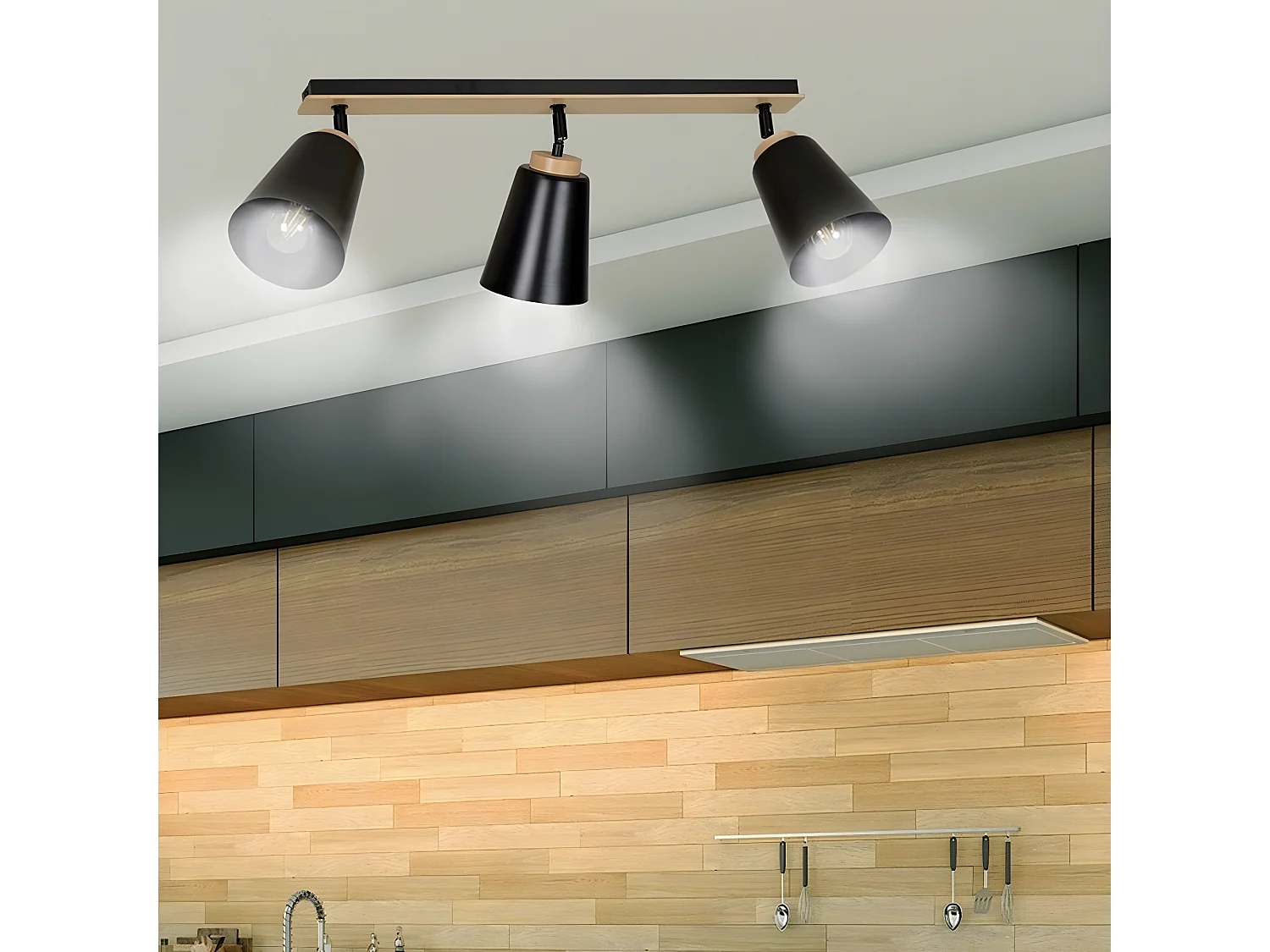 Lampa Sufitowa Atlas, Czarny, 90x30x15 cm, Seven Design