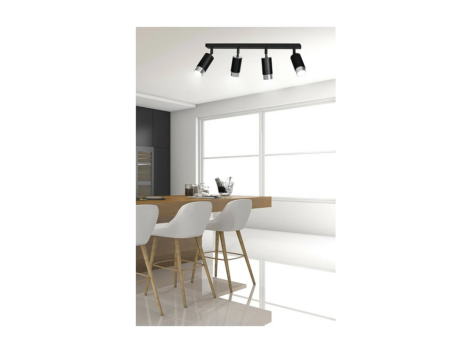 Candeeiro de Teto Hiro 14, Preto, 60x19x6 cm, Seven Design