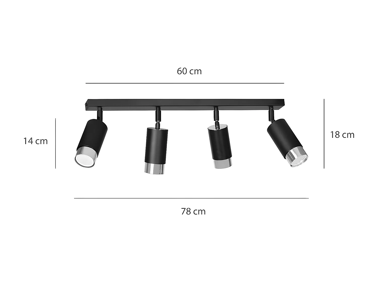 Candeeiro de Teto Hiro 14, Preto, 60x19x6 cm, Seven Design