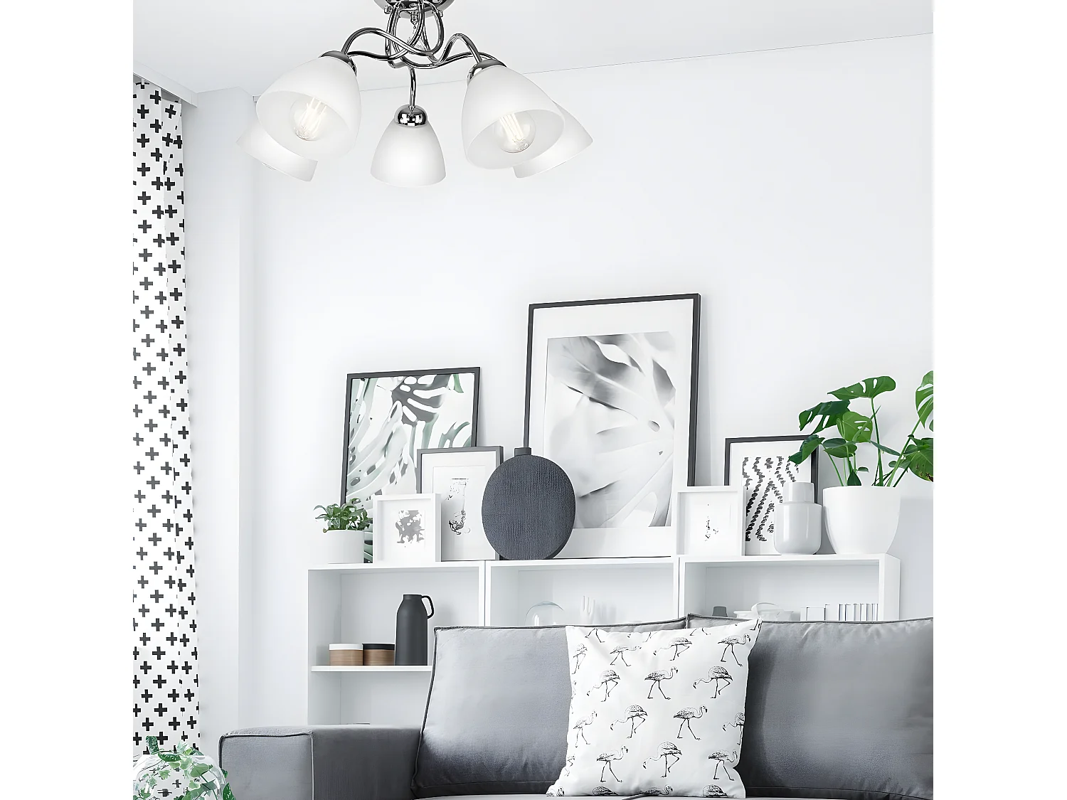 Plafonnier Miranda, Argent, 50x50x31 cm, Seven Design