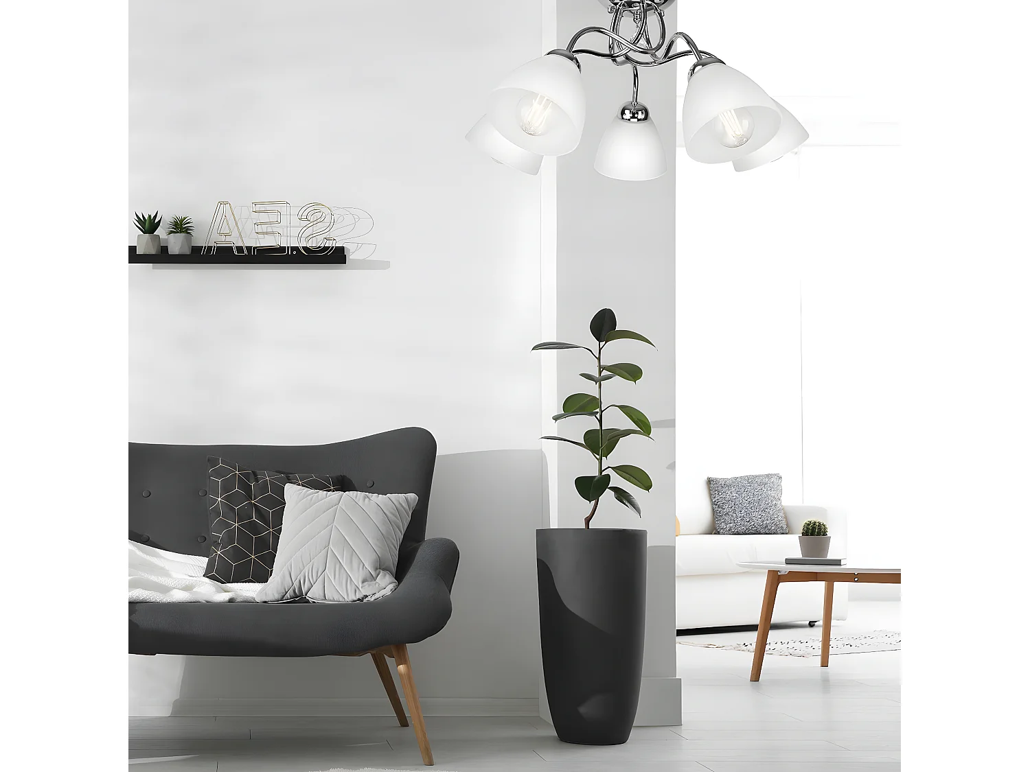 Plafonnier Miranda, Argent, 50x50x31 cm, Seven Design